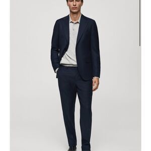 MNG by MANGO $270 Italian Virgin Wool Flannel Suit Jacket Blazer 44 NEW